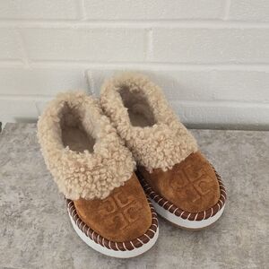 Tory Burch Women's Shearling Slippers Suze 10